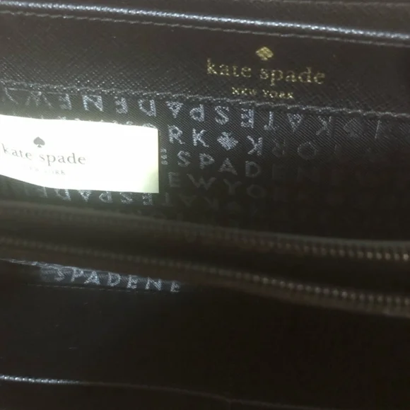 Kate Spade Black Cat Ear Wallet with Gold Accents. Zippered Large Wallet - Picture 7 of 9